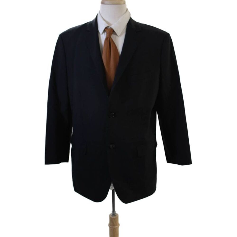Theory Mens Black Virgin Wool Suit Jacket Button Long Sleeve Size 42